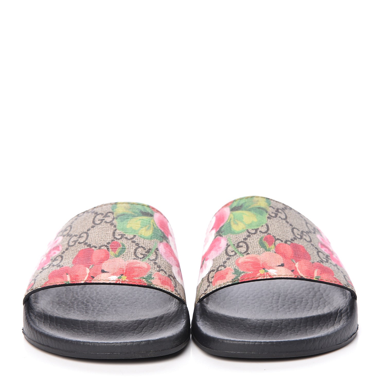 Gucci GG Supreme Monogram Blooms Slide Sandals 37 Beige Multicolor 2 of 13