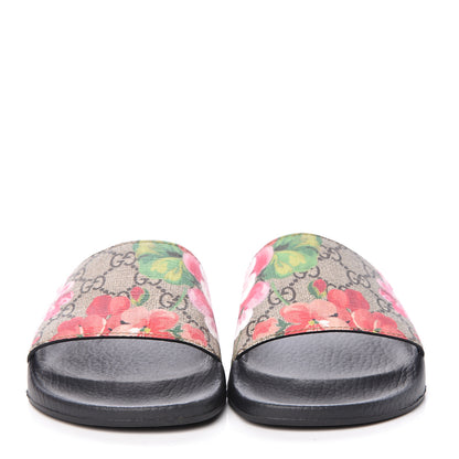 Gucci GG Supreme Monogram Blooms Slide Sandals 37 Beige Multicolor 2 of 13