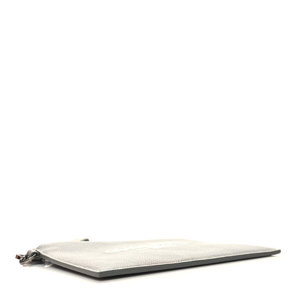 Christian Dior Grained Calfskin 1947 Signature A5 Pouch Grey White 4 of 11