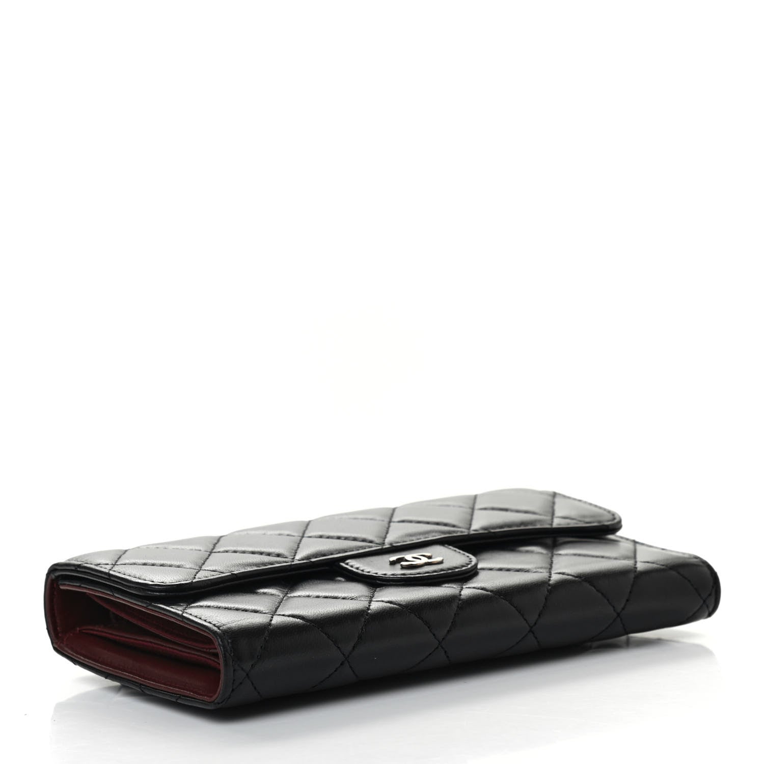 Chanel Lambskin Quilted Large Gusset Flap Wallet Black 4 of 7