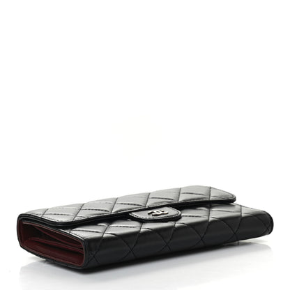 Chanel Lambskin Quilted Large Gusset Flap Wallet Black 4 of 7