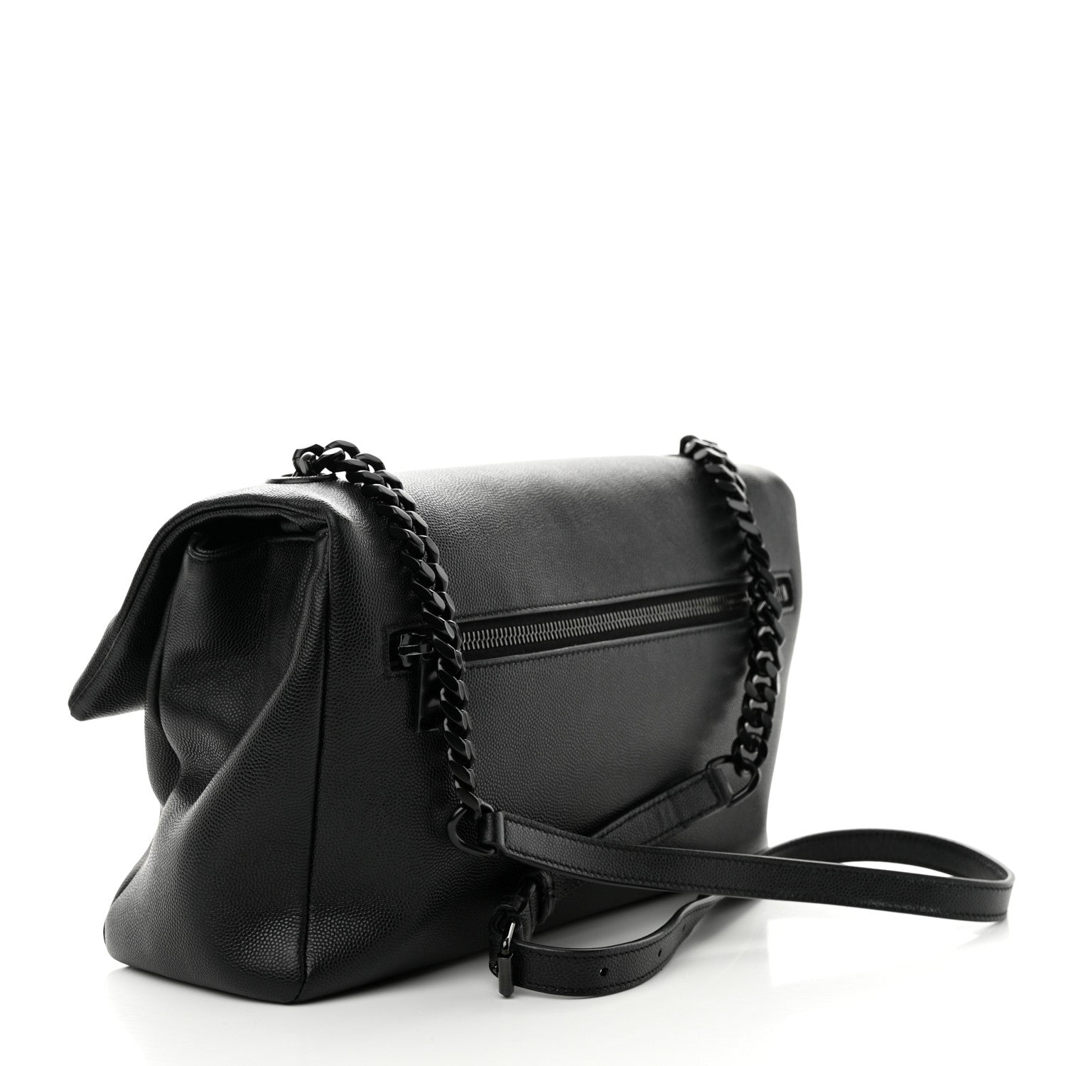 Saint Laurent Grain De Poudre Medium West Hollywood Monogram Fold-Over Black 3 of 11