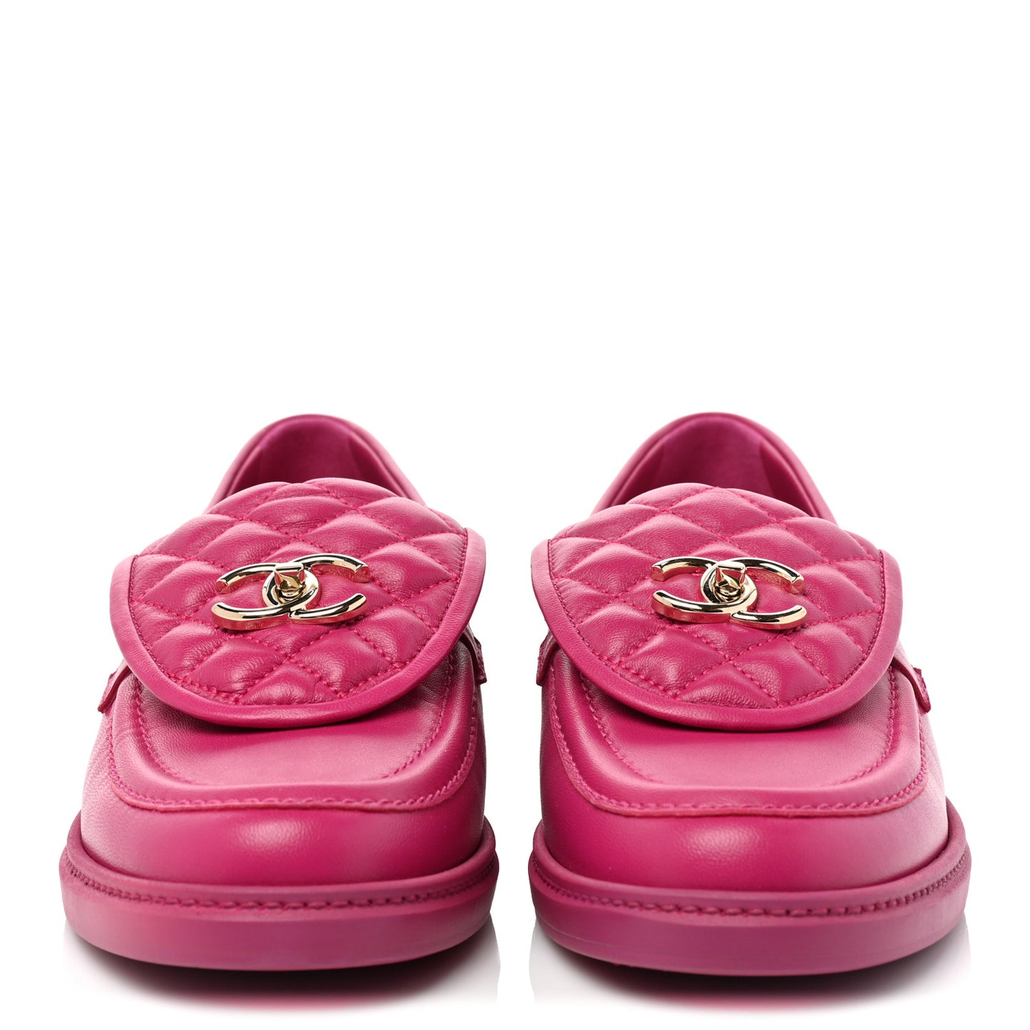Lambskin Quilted CC Turnlock Loafers 41 Fuchsia