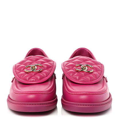 Chanel Lambskin Quilted CC Turnlock Loafers 41 Fuchsia 2 of 8