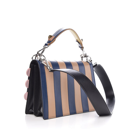 Fendi Vitello Liberty Lucido Pequin Inlay Studded Kan I Shoulder Bag Black Multicolor 4 of 9