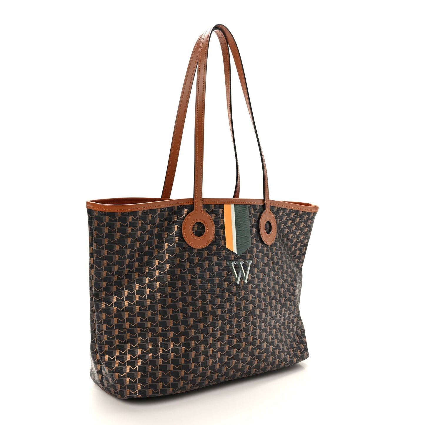 Grained Calfskin Canvas 1920 Oh! Tote Ruban MM Carbon Bronze Cognac