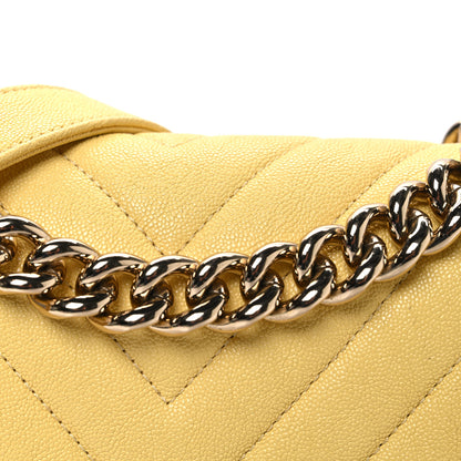Chanel Caviar Chevron Quilted Medium Boy Flap Yellow 8 of 12