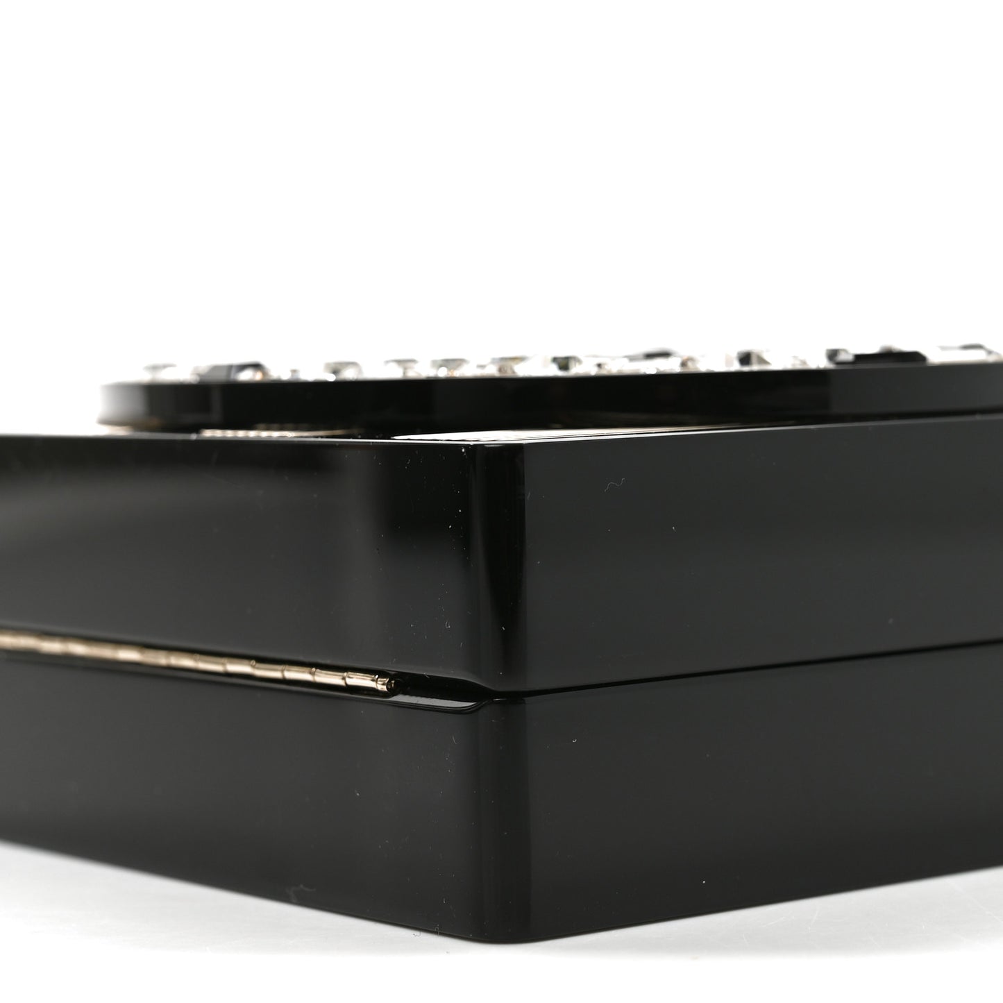 Plexiglass Strass Mosaic No 5 Minaudiere Clutch Black Gold