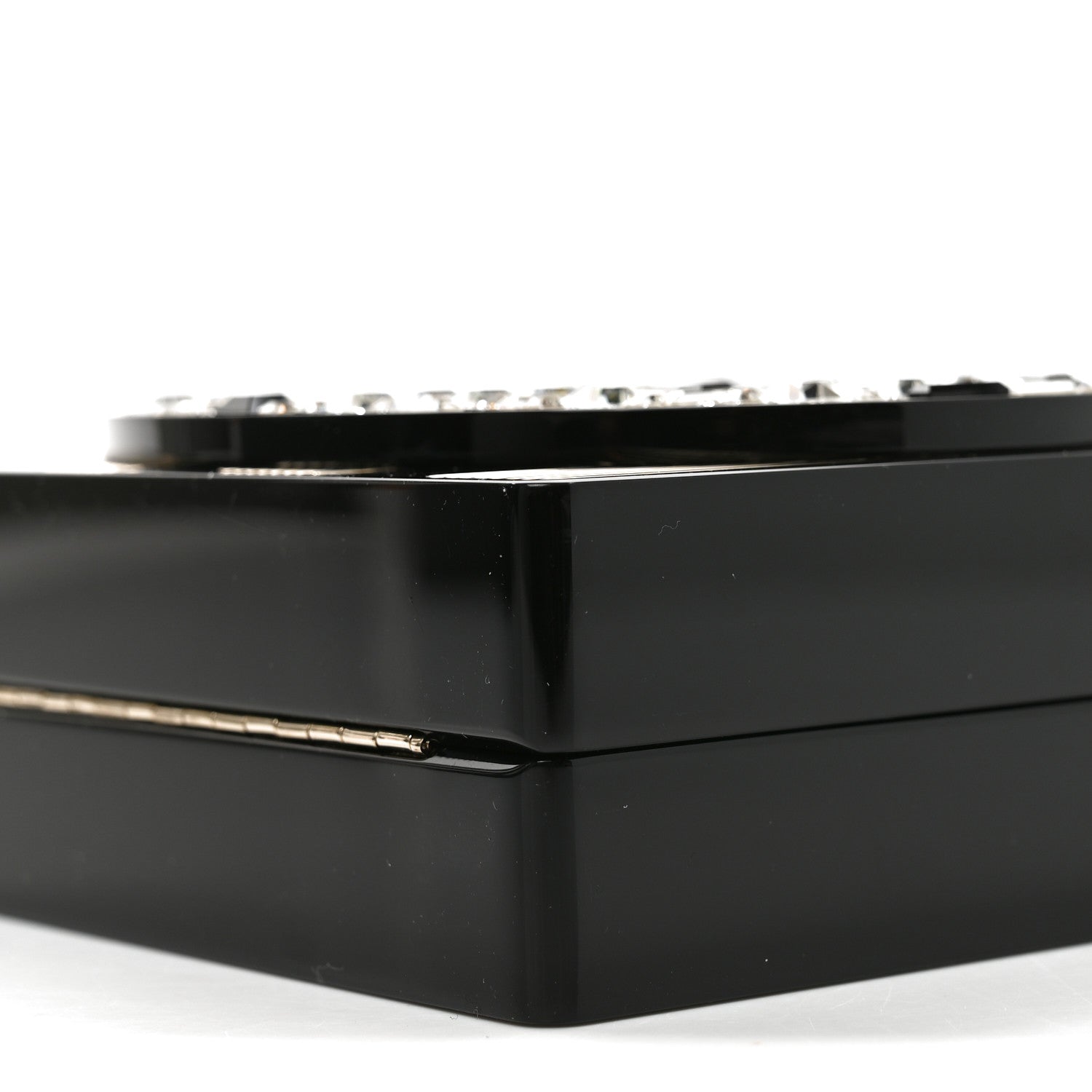 Chanel Plexiglass Strass Mosaic No 5 Minaudiere Clutch Black Gold 10 of 11