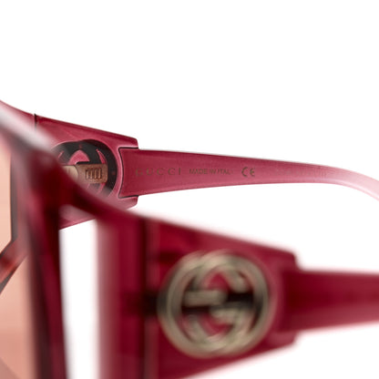 Gucci Acetate Round Sunglasses GG0875S Burgundy Orange 5 of 7