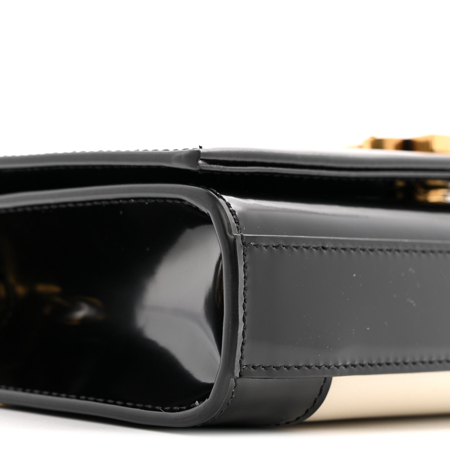 Saint Laurent Nappa Patent Calfskin Two-Toned Small Monogram Kate Satchel Alabastro Black 9 of 11