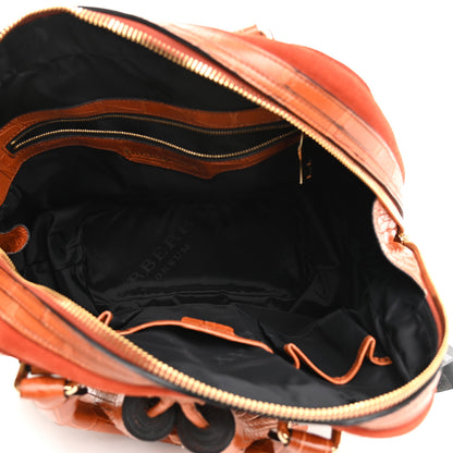 Burberry Haymarket Check Suede Prorsum Tassel Bowling Bag Tangerine 5 of 12
