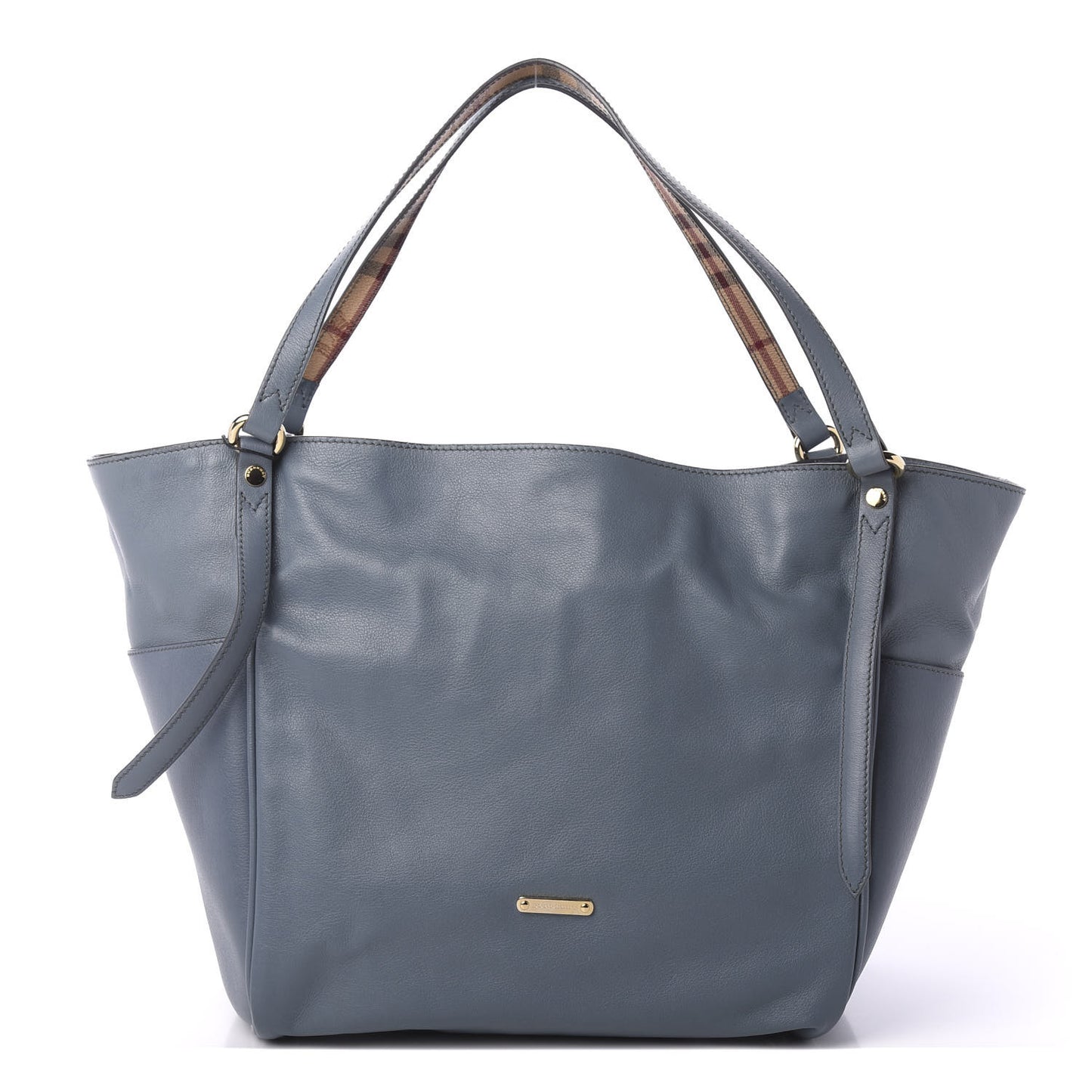 Calfskin Haymarket Check Small Canterbury Tote Slate Blue