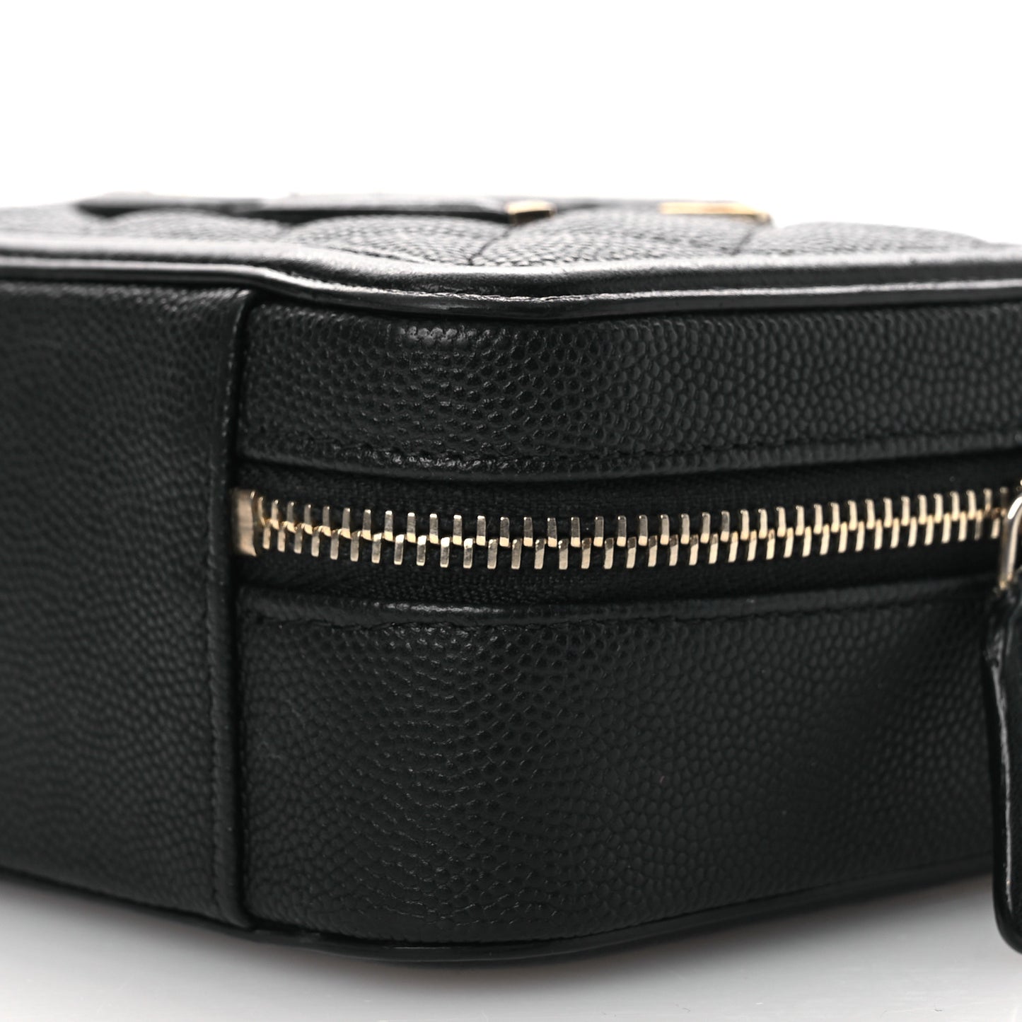 Caviar Quilted CC Filigree Vanity Clutch With Chain Black