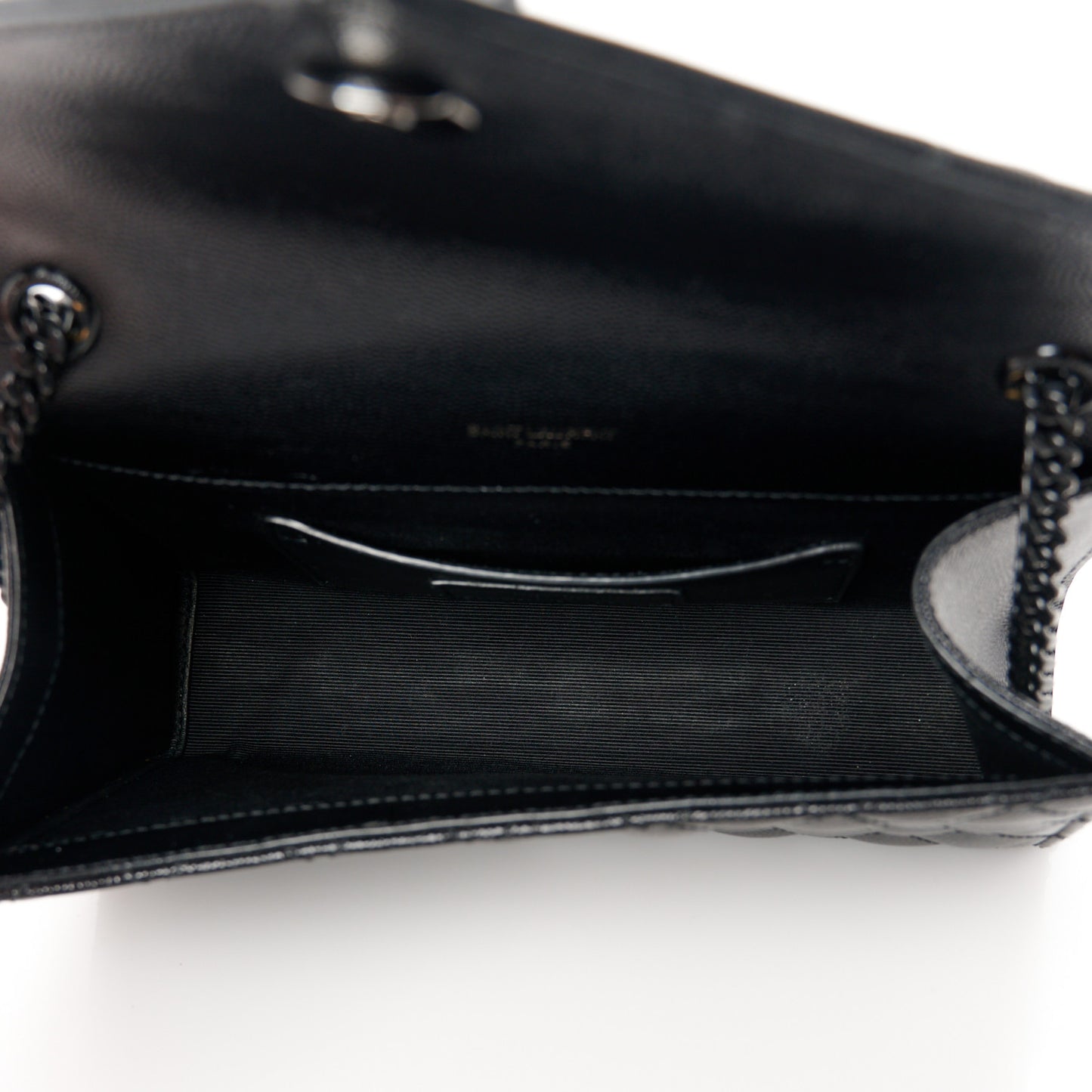 Grain De Poudre Textured Mixed Matelasse Triquilt Small Monogram Monochrome Satchel Black