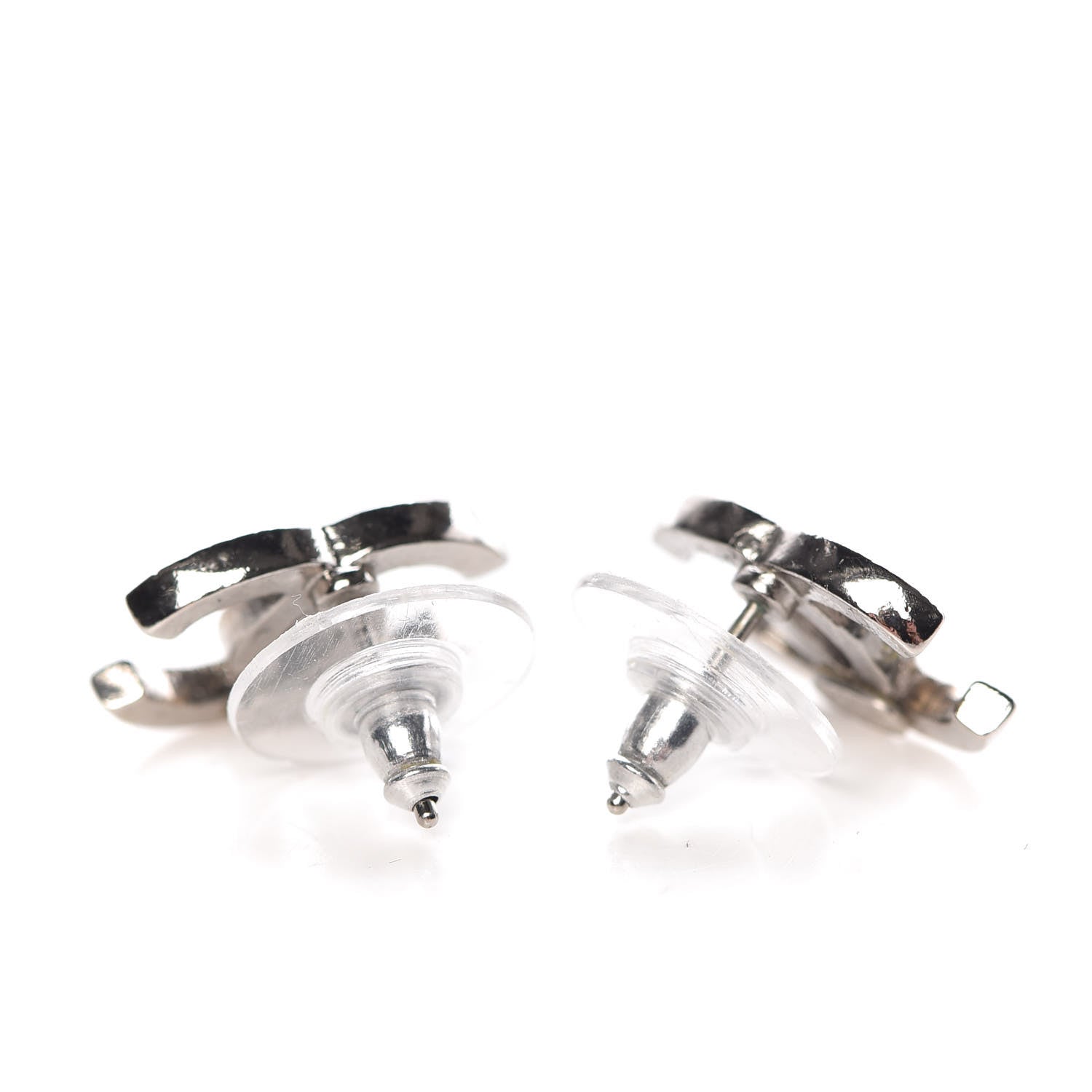 Chanel Crystal CC Earrings Silver 3 of 5