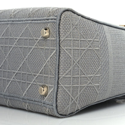 Christian Dior Canvas Embroidered Cannage Medium Lady D-Lite Gray 9 of 10