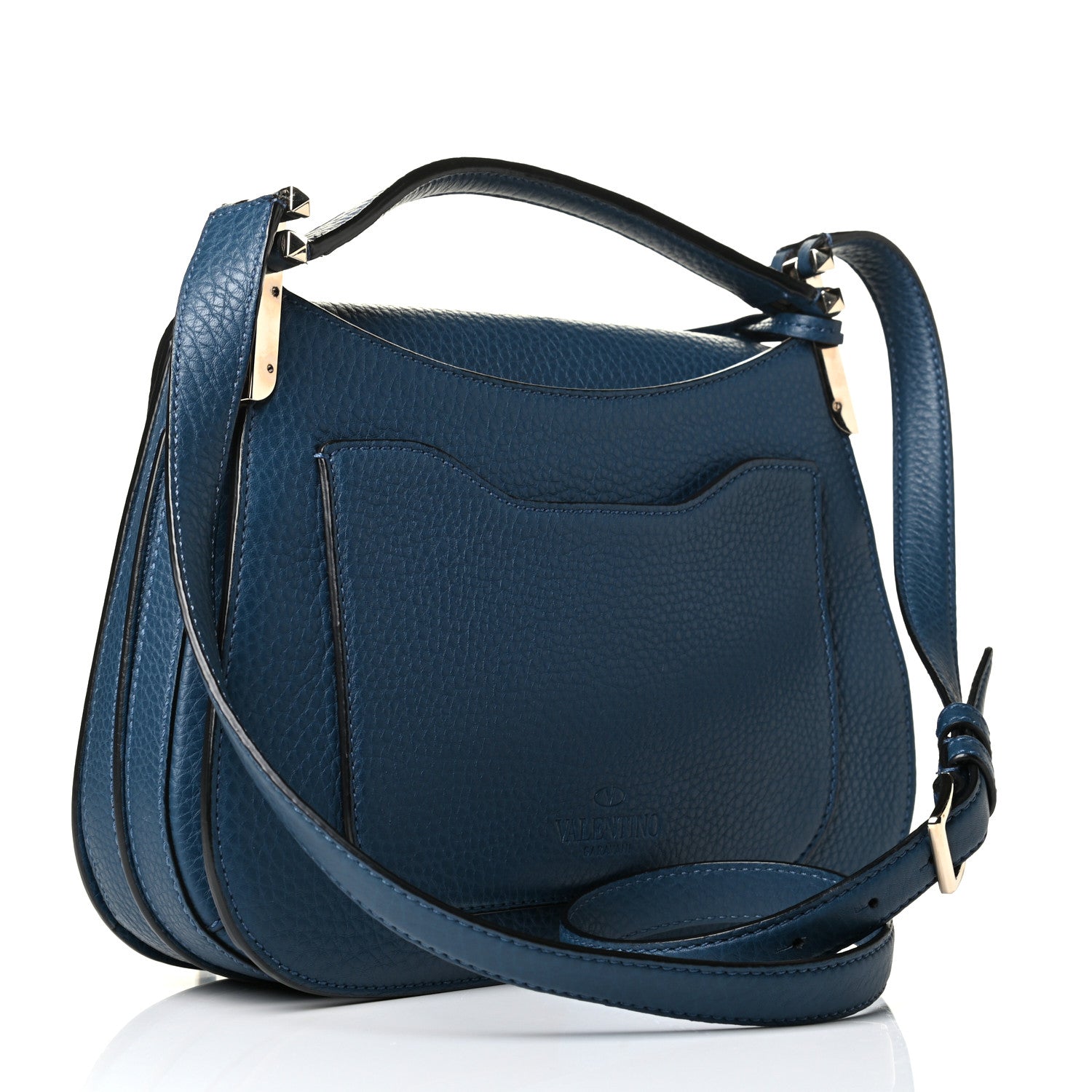 Valentino Garavani Pebbled Calfskin Joylock Flap Messenger Bag Blue 2 of 5