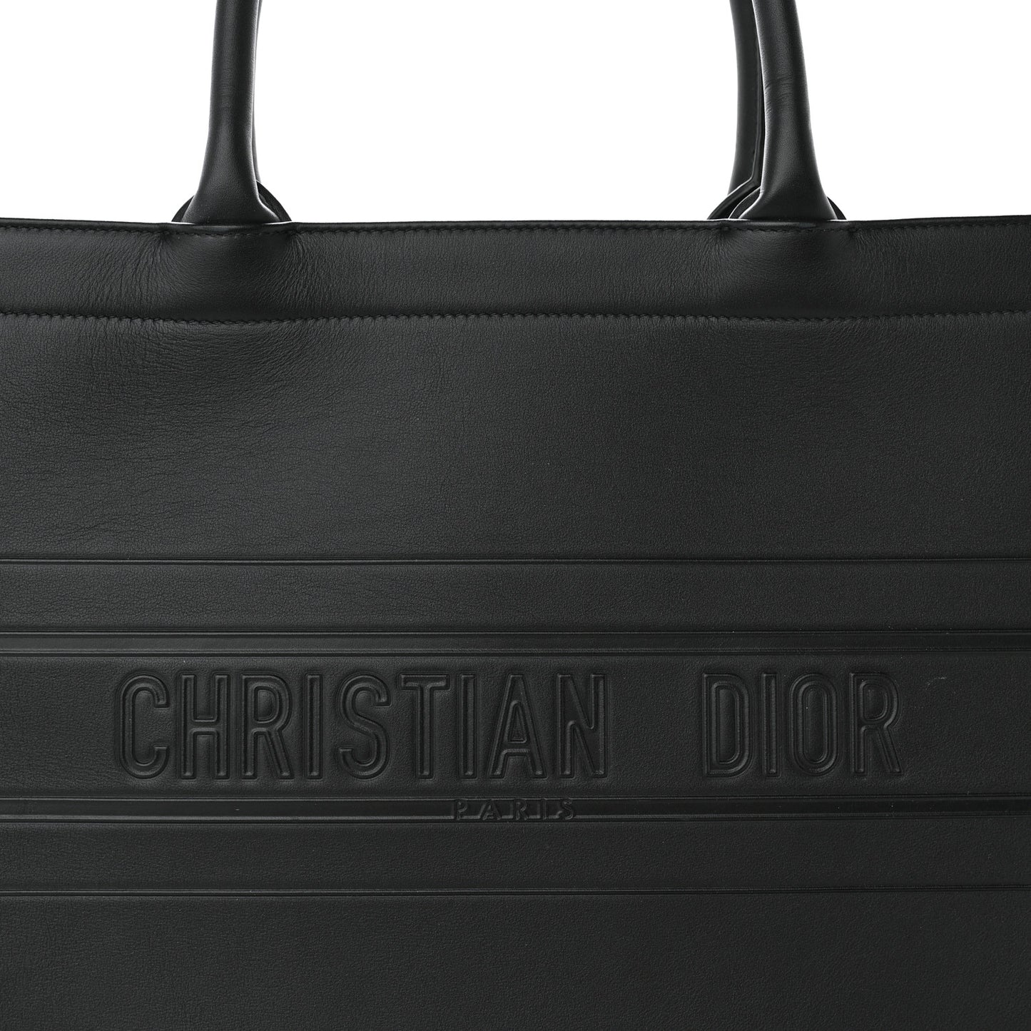 Calfskin Embossed Medium Book Tote Black