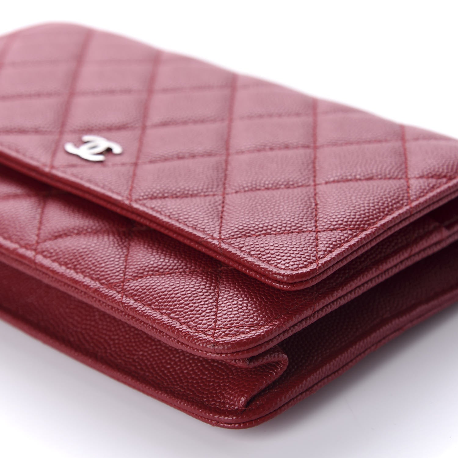 Chanel Caviar Quilted Wallet on Chain WOC Red 10 of 11