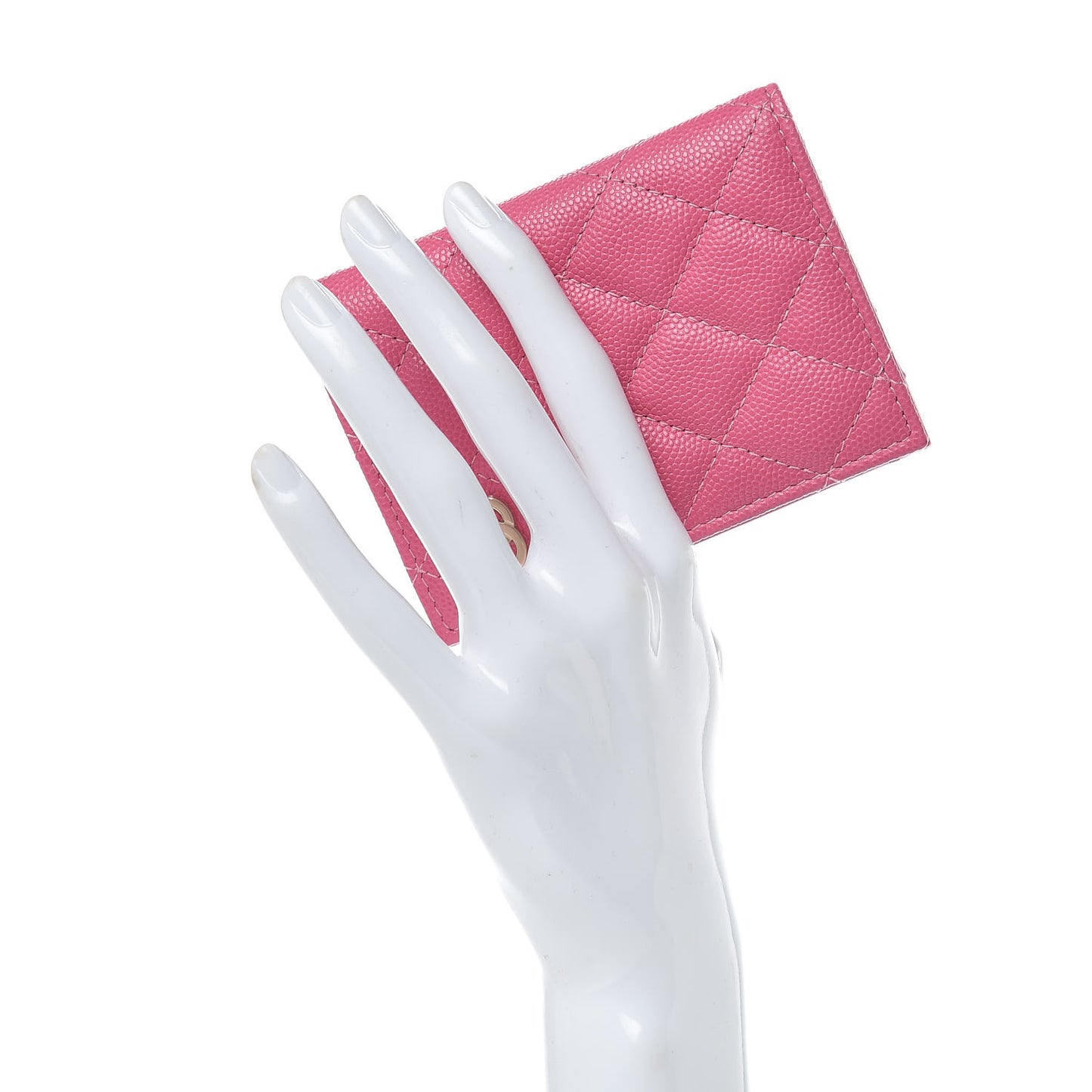 Caviar Quilted Card Holder Wallet Pink