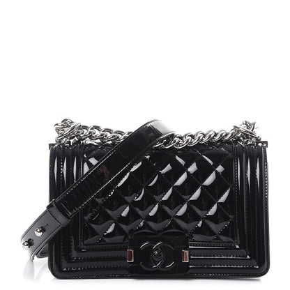 Chanel Patent Calfskin Quilted Small Boy Flap Plexiglass Black 1 of 8