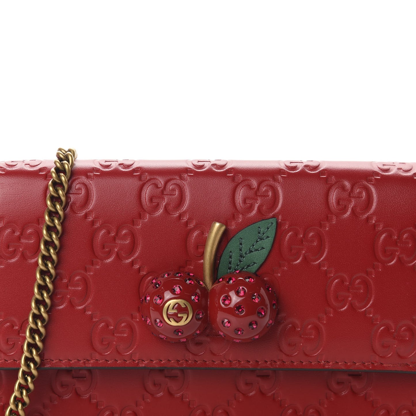 Guccissima Mini Cherry Chain Bag Hibiscus Red