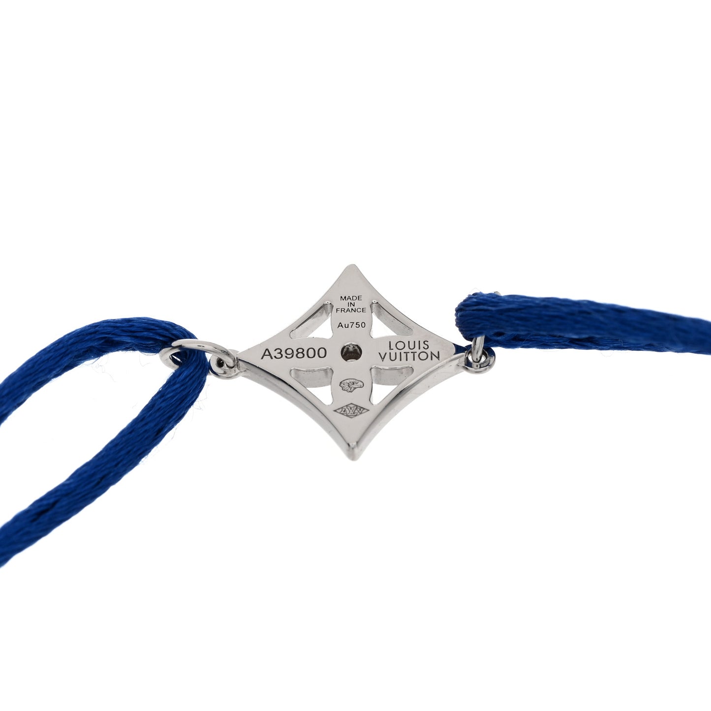 18K White Gold Diamond Idylle Blossom Cord Bracelet Blue