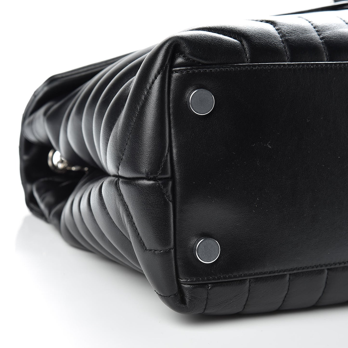 Calfskin Y Quilted Monogram Large Loulou Chain Satchel Black