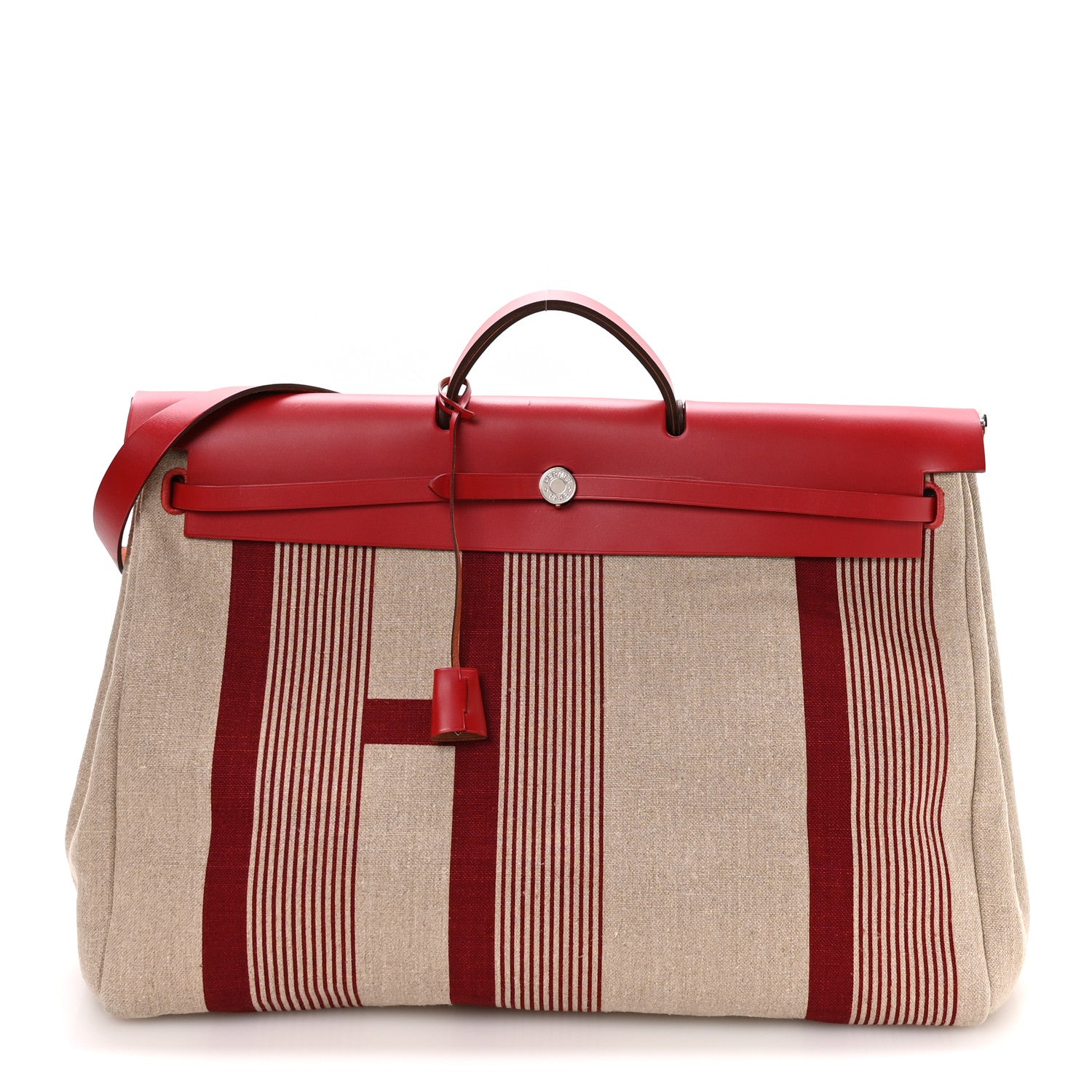 Hermes Vache Hunter Toile H Vibration Herbag 50 Bordeaux Ficelle Rouge Piment 1 of 10