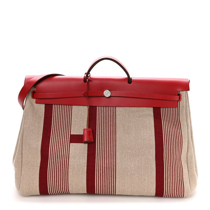 Hermes Vache Hunter Toile H Vibration Herbag 50 Bordeaux Ficelle Rouge Piment 1 of 10