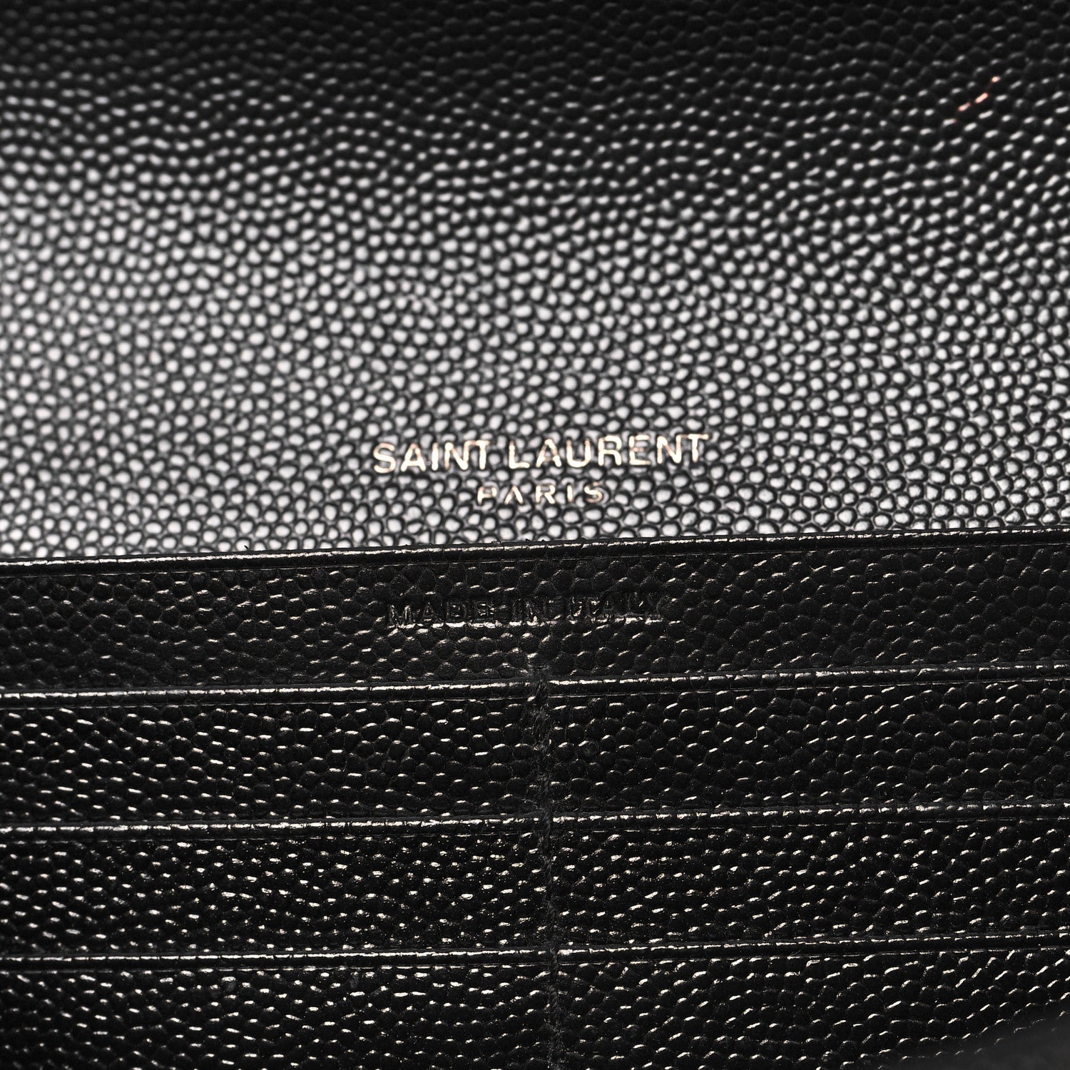 Saint Laurent Grain De Poudre Matelasse Chevron Monogram Flap Wallet Black 6 of 11