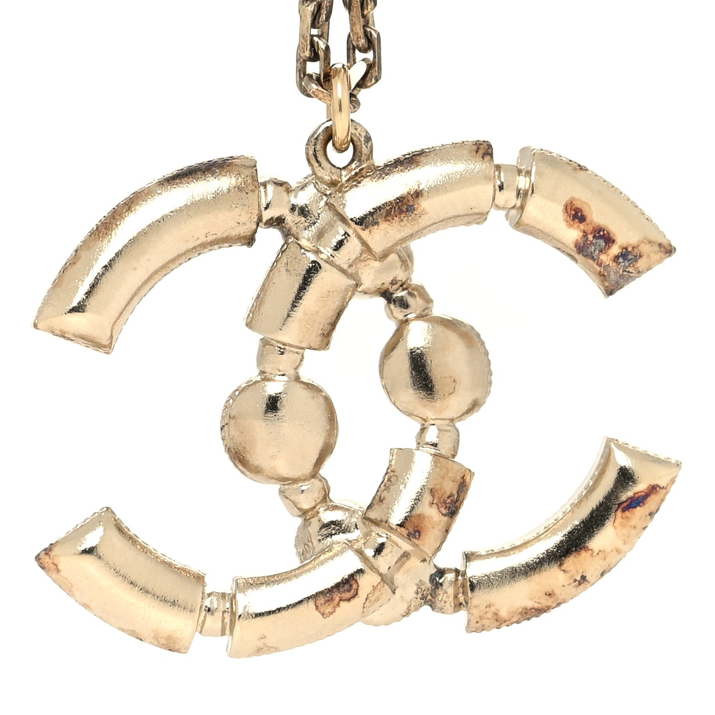 Crystal Pearl Gripoix Poured Glass Necklace Gold