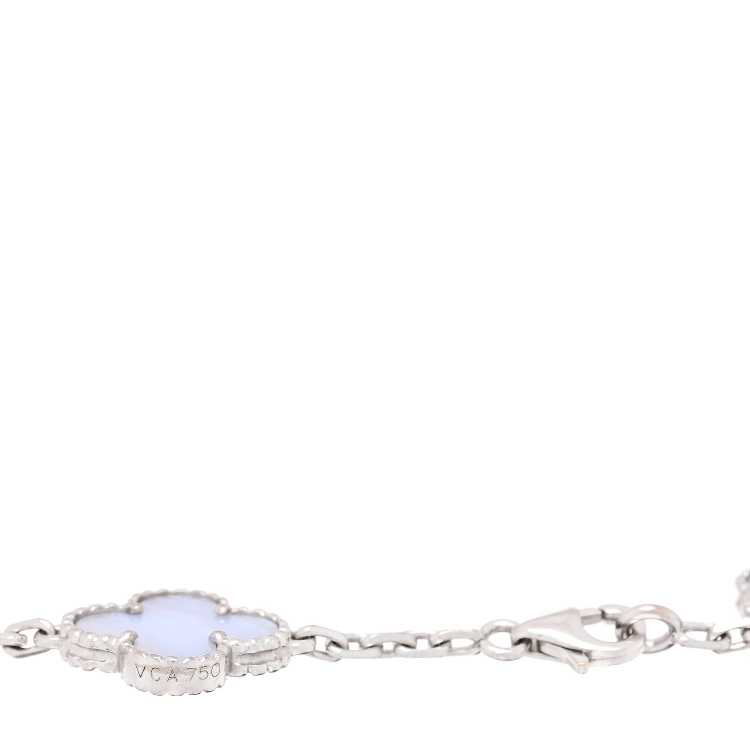 Van Cleef & Arpels 18K White Gold Chalcedony 5 Motifs Vintage Alhambra Bracelet 3 of 3