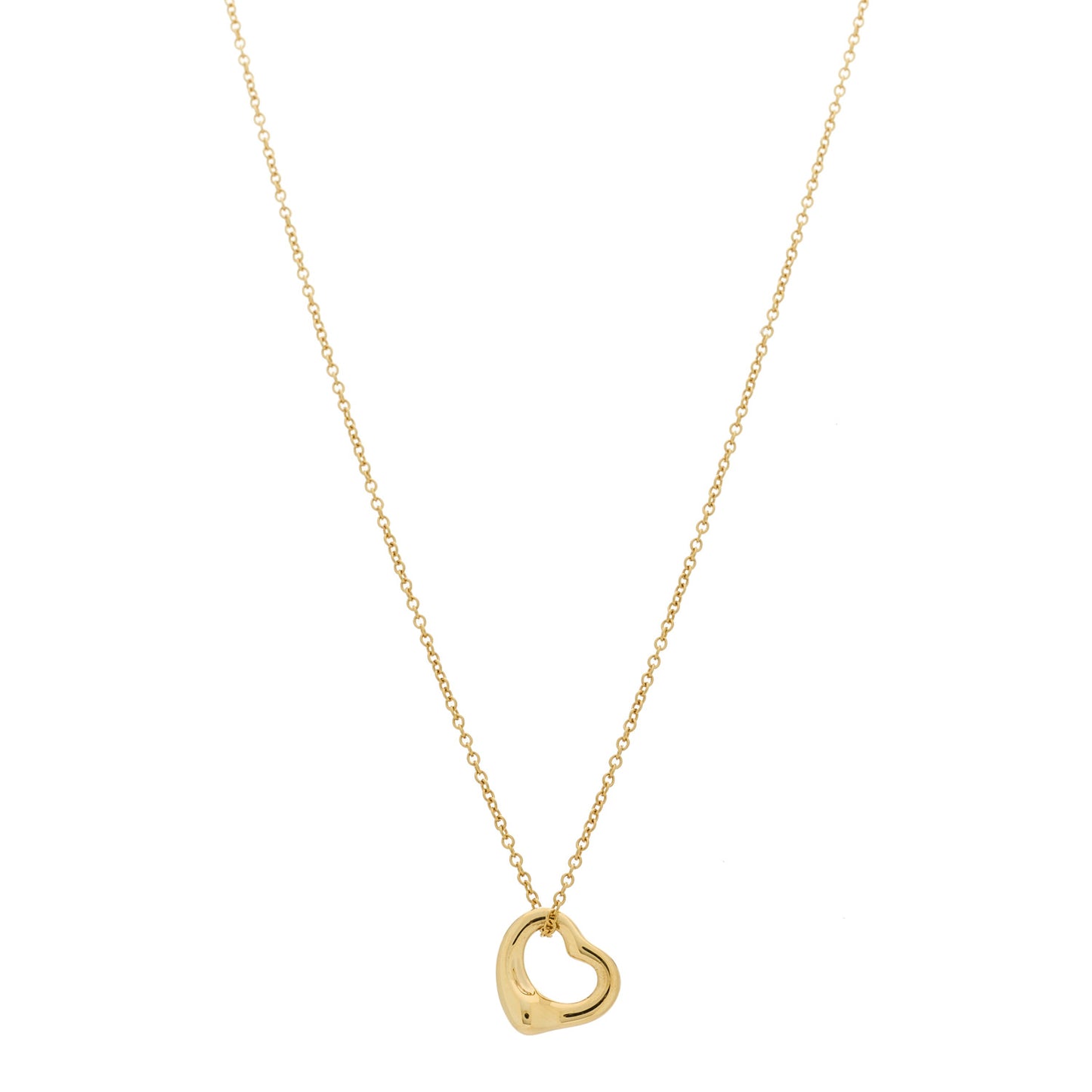 18K Yellow Gold 11mm Elsa Peretti Open Heart Pendant Necklace