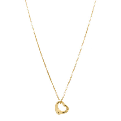 Tiffany 18K Yellow Gold 11mm Elsa Peretti Open Heart Pendant Necklace 1 of 6