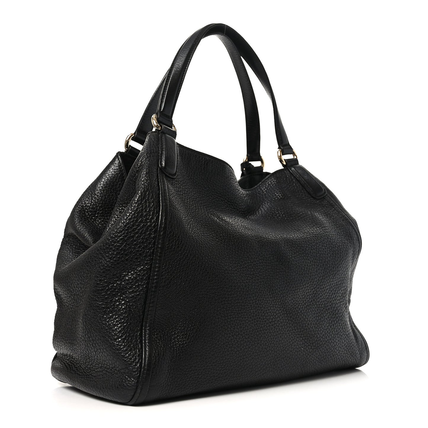 Pebbled Calfskin Medium Soho Shoulder Bag Black