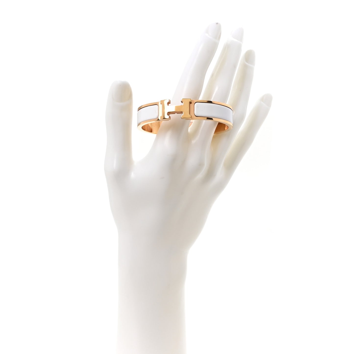 Enamel Narrow Clic Clac H Bracelet PM White