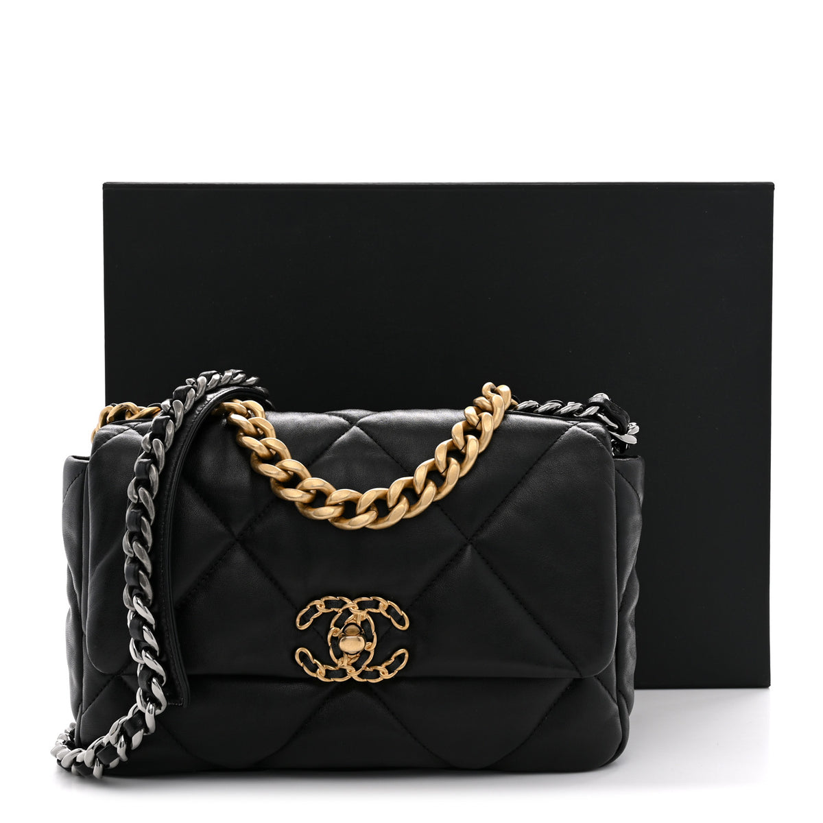 Lambskin Quilted Medium Chanel 19 Flap Black