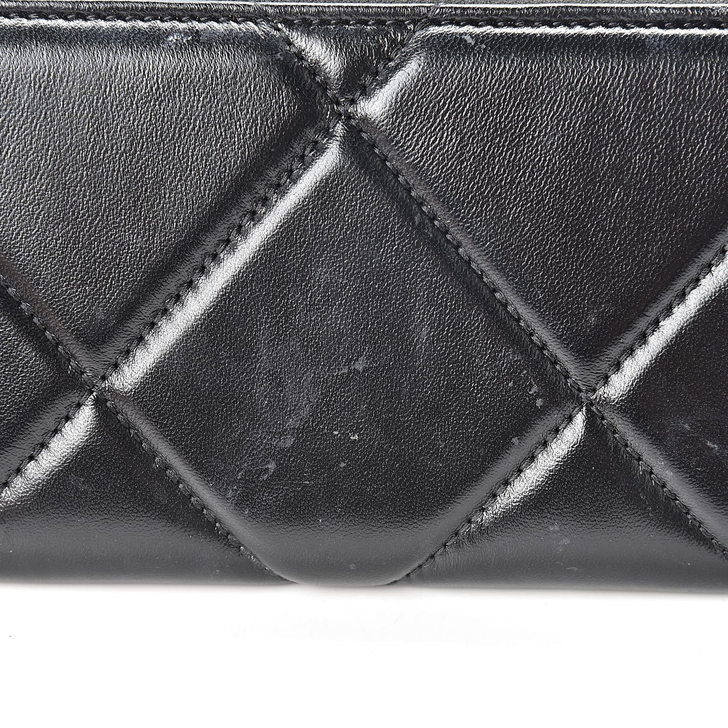 Lambskin Quilted Large Gusset Zipped Wallet Black
