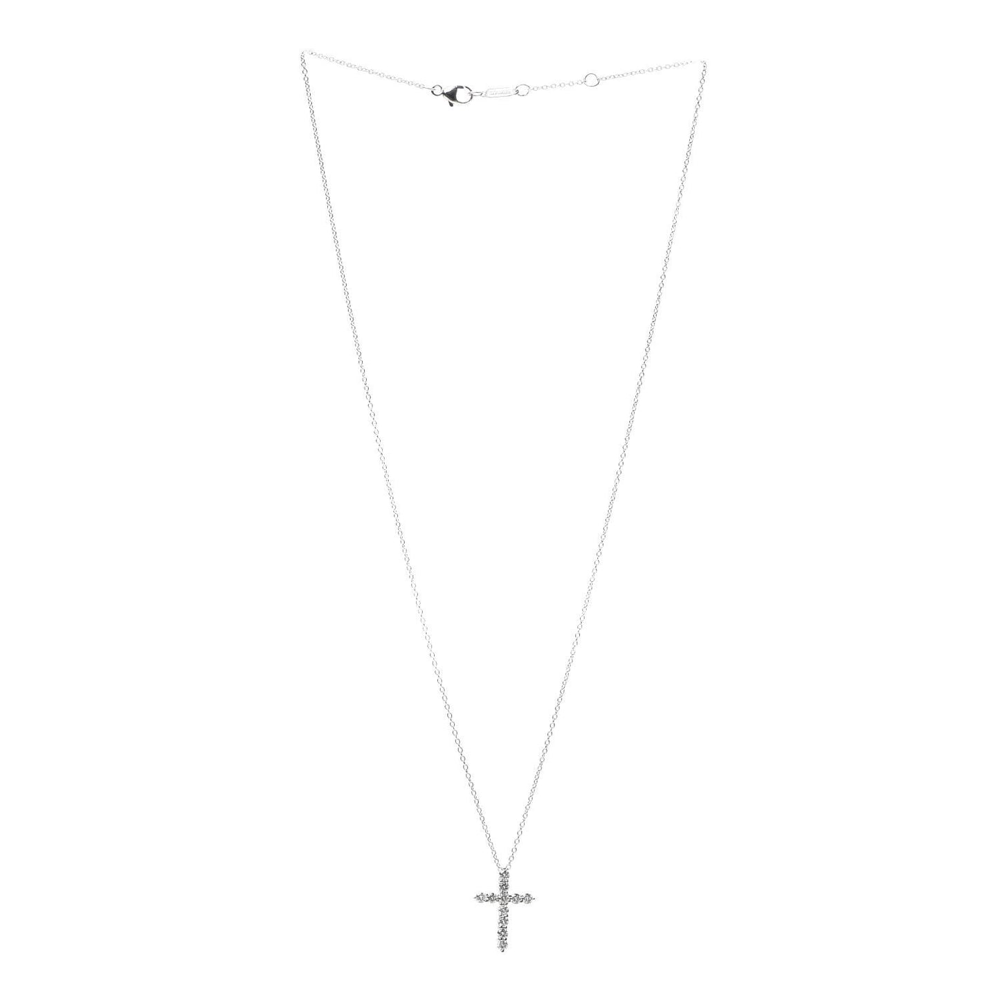 Platinum Diamond Small Cross Pendant Necklace