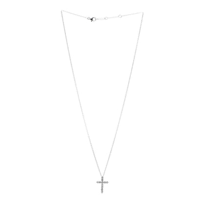Tiffany Platinum Diamond Small Cross Pendant Necklace 6 of 14