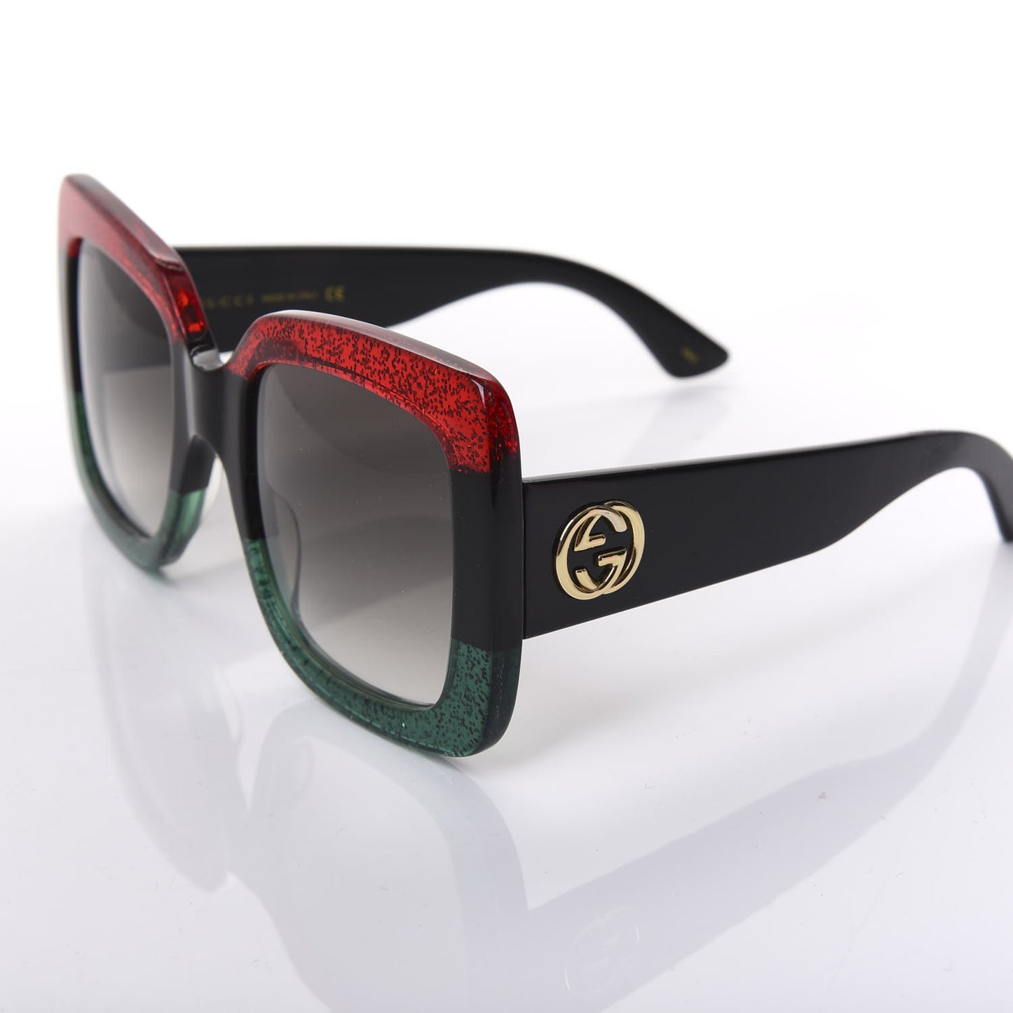 Acetate Square Frame Sunglasses GG0083S Glitter Red Black Green