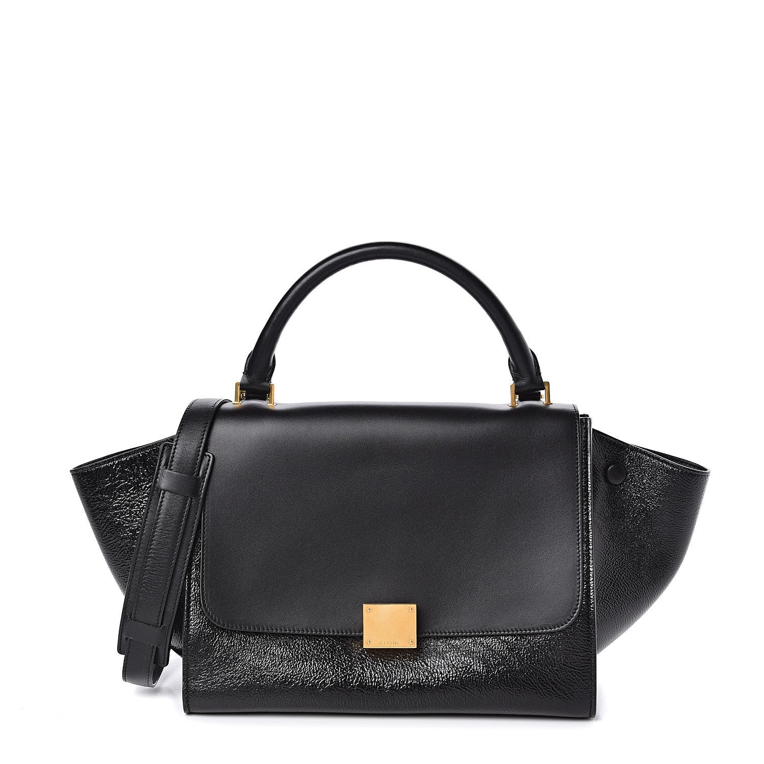 Celine Shiny Goatskin Small Trapeze Black 1 of 10