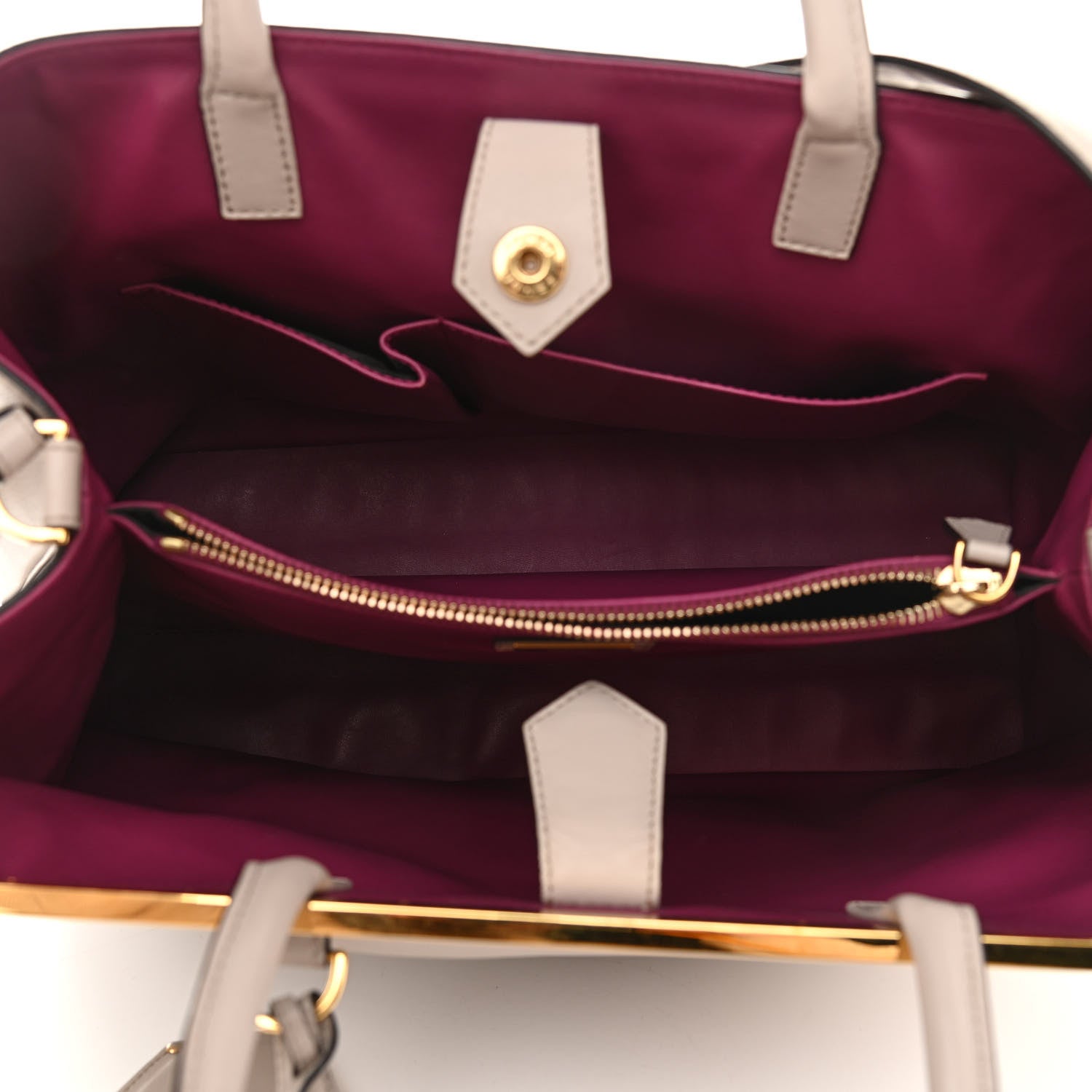 Fendi Vitello Dolce Century Regular 2Jours Tote Grigio Polvere Ciclamino 5 of 14
