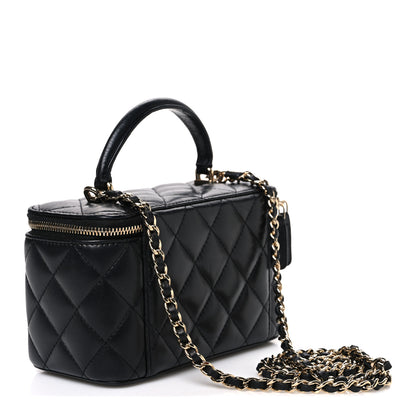 Chanel Lambskin Quilted Small Top Handle Vanity Case With Chain Black 3 of 11