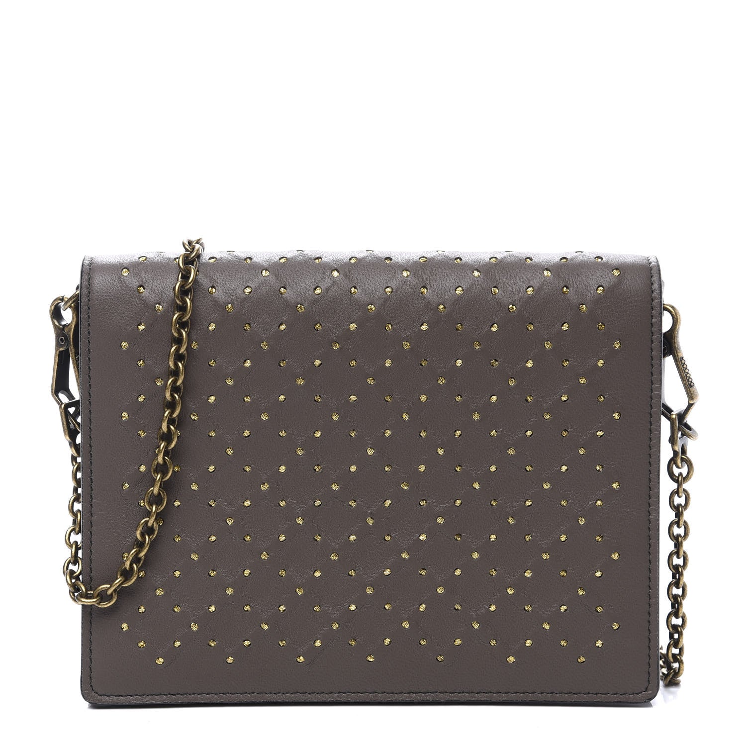 Bottega Veneta Nappa Studded Catena Chain Wallet New Steel 1 of 8