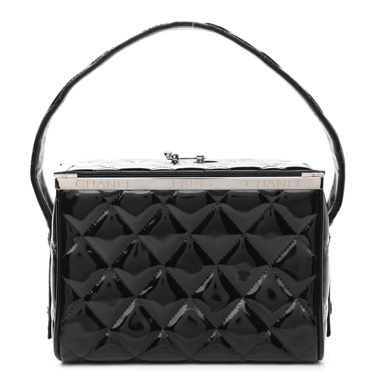 Chanel Patent Quilted Vanity Clutch Black 1 of 12