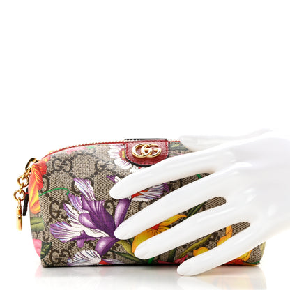 Gucci Soft GG Supreme Monogram Flora Calfskin Small Ophidia Cosmetic Case Beige Ebony Multicolor Rosso 2 of 7