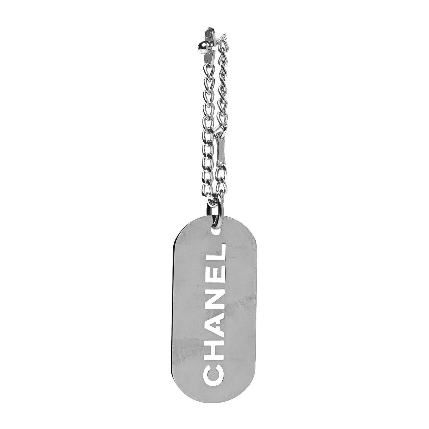 Metal Logo Dog Tag Key Ring Silver